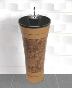 Lavabo Moderno Pintado con Múltiples Diseños, Pedestal de Columna, Montaje de Grifo de un Solo Orificio para Hoteles, Escuelas, Hospitales y Baños - Product Image 2