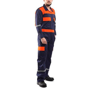 Durable Industrial Safety Coverall Uniform with Knee Reinforcement and Reflective Safety <b>Strips</b> - Product Image 3