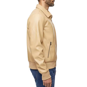 Men's PU <b>Leather</b> Stand Collar Slim Fit Breathable Windproof Eco-Friendly Casual Fashion Jacket Front High Street Style Winter - Product Image 2