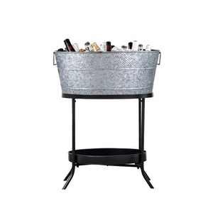 Cubetas de metal galvanizado para vino, grandes, ovaladas, para bebidas y hielo, con asas, para fiestas, cerveza, champán, cócteles y enfriamiento de vino - Product Image 4