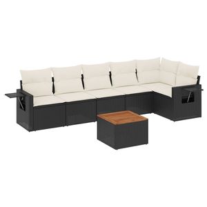 Ensemble de canapés de jardin avec accoudoirs réglables, grand modèle en rotin PE noir, mobilier de jardin spacieux avec sièges confortables - Product Image 2