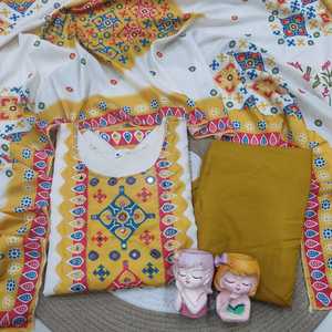 Conjunto de Salwar Kameez Tradicional de Muselina de 3 Piezas, Listo para Usar, Anarkali Kurta Pant, Vestido Largo con Estampados Florales Vibrantes, Poliéster de Secado Rápido - Product Image 5