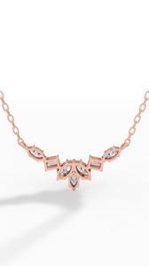 สร้อยคอเพชรเม็ดมรกตและมาร์คีส์ทรงแฟนซี ผลิตในห้องปฏิบัติการ ทอง 10K ไร้สี VVS จี้ดีไซน์จากธรรมชาติ พร้อมสายสร้อย - Product Image 2