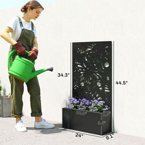 Fioriera in Metallo con Traliccio per Piante Rampicanti, Autoportante o da Parete, con Drenaggio per Giardino, Patio, Balcone - Product Image 3
