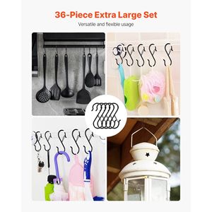 Ganci a S Resistenti (Confezione da 36) con Capacità di 18 kg, Fibbia di Sicurezza per Barre Fino a 22 mm, Ganci Metallici - Product Image 6