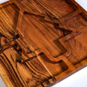 Wood Serving <b>Platter</b> With Christmas Tree Design Multi Compartment For Cookies Candies Party Snacks - Product Image 4
