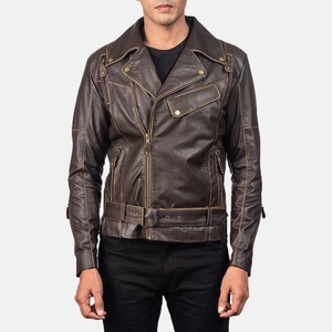 100% Genuine Leather Streetwear Winter Jacket Breathable Quick Dry Sherpa Lined <b>Fur</b> <b>Trim</b> Men's - Product Image 2