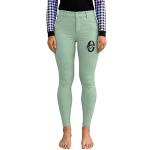 Pantalon d'équitation pour femme vert sauge, taille haute, extensible, avec grip aux genoux, pour entraînement et compétition, vêtements de sport professionnels - Product Image 1