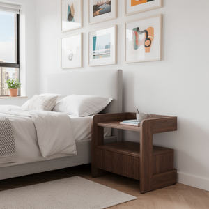 Mesa de Noche Convertible Tradicional de Madera de Teca Sólida Hecha en Indonesia para Dormitorio, Comedor y Muebles de Apartamento - Product Image 1