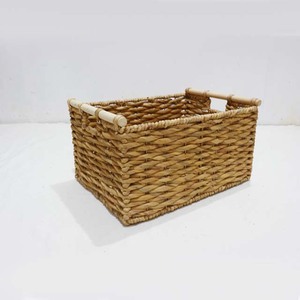 Artex Dong Thap Water Hyacinth Storage <b>Basket</b> Organizer Bin with Wooden Handles for Home Closet <b>Shelf</b> - Product Image 5