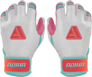 Premium Quality Leather Batting White Pink Padded <b>Hook</b> Loop Closure Durable Anti-Slip Unisex Adult Training Baseball Gloves - Product Image 1
