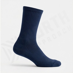 Crew <b>Socks</b> Solid Navy Blue Knitted Breathable Regular Fit Adult Daily Casual Wear - Product Image 3