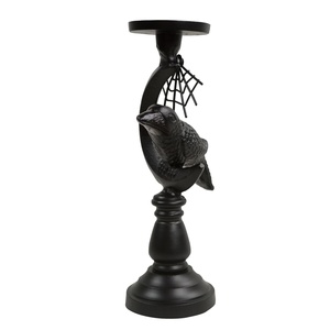 Minimalist <b>Black</b> Aluminum Handmade Eco-Friendly <b>Candlestick</b> Holder with Bird and Moon Design for Home Decoration Religious Use - Product Image 4