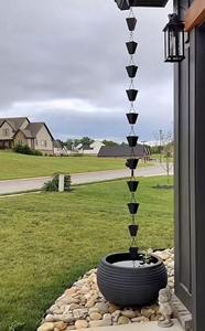 Cadenas de Lluvia Decorativas de Metal con Diseño de Cubo para Jardín, Cadena de Drenaje de Agua para Exteriores, Estilo Cubo para Flujo de Agua de Lluvia y Decoración de Patio y Hogar - Product Image 4