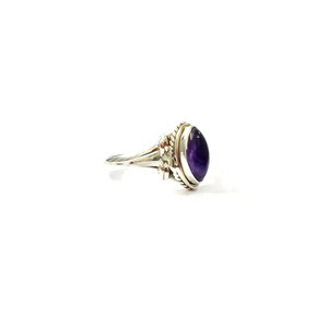 Minimalist Split Band Amethyst Gemstone Ring Trendy Jewelry For Daily Wear & Best Occasion Gift - Product Image 2