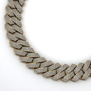 Cadena Cubana Chapada en Oro de Excelente Calidad, Collar de Plata 925 con Diamantes para Hombre, Eslabones Gruesos, Regalo de Aniversario de Bodas o Compromiso - Product Image 3