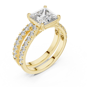 1 CT - 2 CT Princess And Round Cut Diamond Engagement <b>Ring</b> 14k 18k Solid Gold Diamond <b>Ring</b> <b>Solitaire</b> Diamond <b>Ring</b> - Product Image 5
