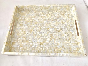 Bandeja de diseño famoso con incrustaciones de nácar, bandeja de servir de nácar, bandeja de MDF, bandejas decorativas, bandeja de resina al mejor precio. - Product Image 6