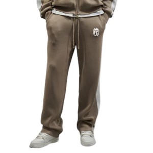 Pantalon de jogging tricoté beige à rayures latérales unisexe, en maille douce, taille élastique, décontracté, streetwear, idéal pour la détente et l'hiver - Product Image 6