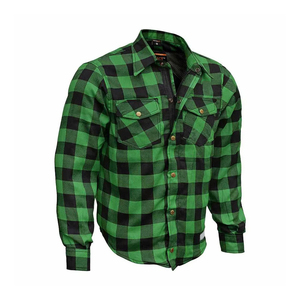 Chaqueta de Motociclista Verde y Negra de Alta Visibilidad con Forro de Franela y Protección Oculta, con Forro de Kevlar DuPont para Hombre - Product Image 4