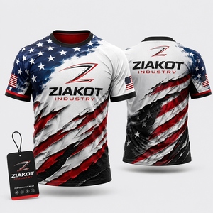 Camiseta ZIAKOT de Diseño Nuevo para Hombre, Personalizada con la Bandera de EE. UU. en Blanco, Rojo Real y Negro, con Bandera Americana en 3D, Moderna y de Alto Rendimiento - Product Image 1