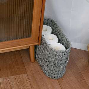 Hand Woven Organizing <b>Baskets</b> <b>Large</b> Toilet Papers <b>Storage</b> Container with Handle for Bathroom - Product Image 3