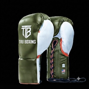 Guantes de Boxeo de Cuero Negro con Cordones a Bajo Precio, Guantes de Boxeo Personalizados OEM ODM, Guantes de Boxeo MMA de Cuero de Primera Calidad - Product Image 4