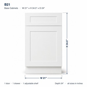 ตู้ครัวฐานล่าง OEM ขนาด 21 นิ้ว สีขาว แบบเชคเกอร์ 1 ลิ้นชัก ประกอบเอง นำเข้าจากโรงงานโดยตรงจากเวียดนาม - Product Image 6