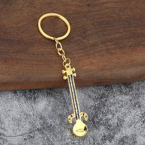 Llavero de <span class=keywords><strong>sitar</strong></span> esmaltado en tono dorado, de aleación de zinc, instrumento de cuerda indio, para regalo o recuerdo de Diwali - Product Image 4