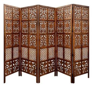 Handcrafted Wooden Foldable Room Divider <b>Screen</b> – Carved Floral Jali Partition Panel for Living Room & <b>Bedroom</b> Privacy Decor - Product Image 2