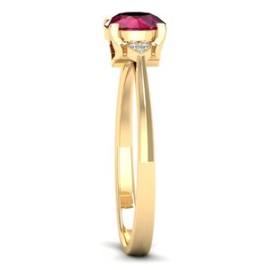 Bague de fiançailles en or jaune 14 carats massif avec pierre précieuse rubis et diamant rond de 0,02 ct, prix de gros REYES, pour femmes, cadeaux d'anniversaire - Product Image 3