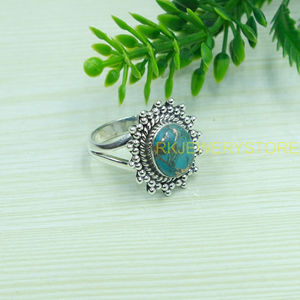 Anillo de Plata de Ley 925 con Turquesa Azul Natural, Anillo de Diseño Hecho a Mano, Anillo de Declaración, Joyería de Turquesa - Product Image 6