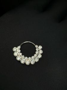 Apsara Lab Grown Diamond <b>Hoop</b> <b>Ring</b> with Invisible Setting in 14K Gold for Septum and Daith Piercing - Product Image 1