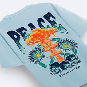 Camiseta de algodón pesado para hombre, diseño de logotipo personalizado de alta calidad, camiseta de gran tamaño con cuello redondo y hombros caídos en blanco para hombre - Product Image 2