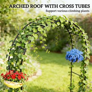 Arco e Struttura Nera per Giardino, Traliccio per Piante Rampicanti per Recinzioni e Cancelli da Giardino - Product Image 2