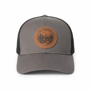 Gorra Trucker de Malla de Algodón Gris de Perfil Medio de 6 Paneles con Parche de Cuero y Logotipo Personalizado al por Mayor, de Alta Calidad, Estilo Vintage para Deportes al Aire Libre - Product Image 1