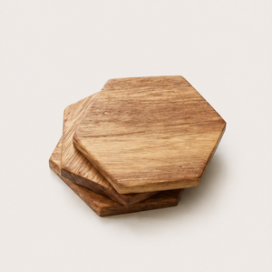 Handmade Hexagonal Wooden Coaster Set Of 6 Premium Acacia Wood Drink Coasters For <b>Coffee</b> Mugs And Tea Cups <b>Rustic</b> Modern Home - Product Image 5