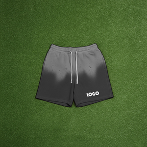 Custom Logo Summer 360 GSM Polyester Cotton <b>Spray</b> Dyed Vintage Distressed Oversize Acid Wash Shorts for Men - Product Image 3