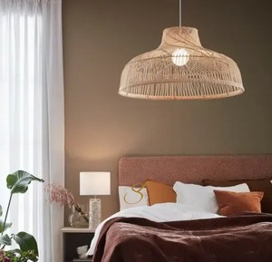 Modern Rattan <b>Lampshade</b> Flared Bell Pendant Light Shade Wide <b>Wicker</b> Hanging Lamp Cover for Bedroom Decor - Product Image 3