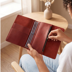 Funda para Cuaderno Trifold de Cuero 100% Genuino A5, Cuaderno de Cuero Personalizado, Estuche de Cuero para Cuaderno de Viaje, Recargable - Product Image 2