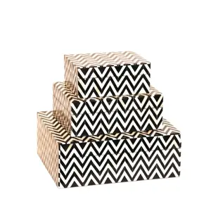 Juego de Cajas Decorativas de Resina y Madera, Rectangulares, Hechas a Mano, con Incrustaciones de Hueso, de Alta Calidad, en Tendencia en Estados Unidos - Product Image 1