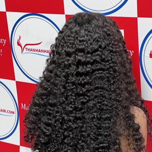 Pelucas negras al por mayor de cabello humano birmano rizado con encaje frontal HD, sin caída ni enredos - Product Image 4