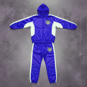 High Quality Custom Printed Reflective <b>Zip</b>-Up <b>Hooded</b> 100% Polyester Quick Dry Windbreaker Jacket and Track Pants Set Unisex - Product Image 5