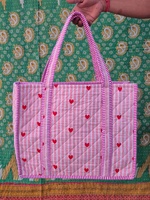 Tas jinjing wanita musim dingin dan musim panas berbahan katun dengan motif bunga geometris multi-warna, berlapis, dan bercetak tangan ala India.