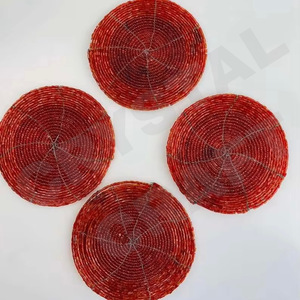 CRYSTAL CRAFT Wholesale Round Shaped Multi <b>Beaded</b> Embroidery <b>Coasters</b> Handcrafted \glass Beads <b>coaster</b> Customizable Glass Beads - Product Image 3