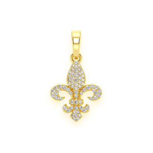 จี้เพชรแบบกำหนดเอง ดีไซน์ทันสมัย ทอง 14K ประดับเพชรแบบ Iced Out ลายดอกเฟลอร์เดอลิส เพชรธรรมชาติ VS ของขวัญวันครบรอบสำหรับผู้ชายหรือผู้หญิง พร้อมจี้ VVS - Product Image 1