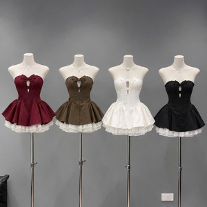 Women's <b>silk</b> cotton trend hot <b>Dresses</b> Natural Waist Slim Fit Strapless Chiffon Casual Washable Factory Price Customized - Product Image 3