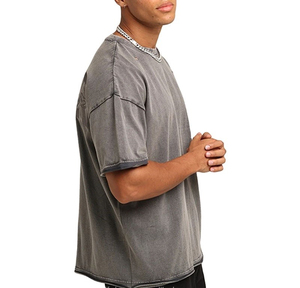 Camiseta personalizada de 230 g/m², 100 % algodón, de alta calidad, extragrande, con pedrería, estilo vintage, lavada al ácido, para hombre, con efecto marrón. - Product Image 4