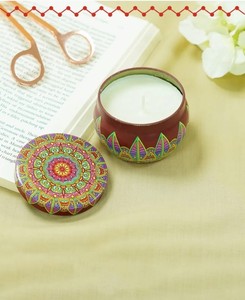 Pot à bougie en étain d'inspiration marocaine avec parfum d'ambiance pour la décoration intérieure, éclairage douillet, relaxation, méditation, chambre à coucher, salon - Product Image 4