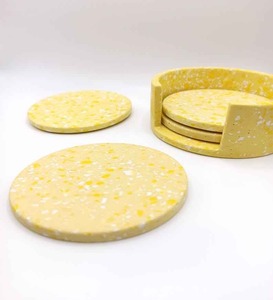 Handmade Epoxy Resin Tea Coffee <b>Coaster</b> Set with Holder | Square & Round Glossy <b>Heat</b> Resistant Modern Table Decor - Product Image 4
